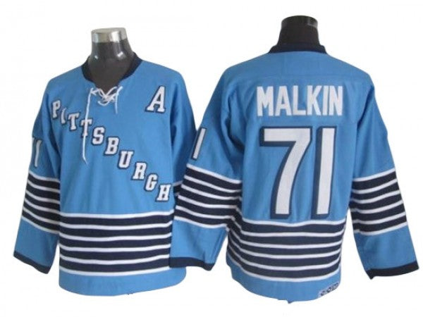 Pittsburgh Penguins #71 Evgeni Malkin 1967 Vintage CCM Jersey - Light Blue