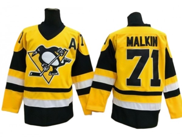 Pittsburgh Penguins #71 Evgeni Malkin Vintage CCM Jersey - Yellow