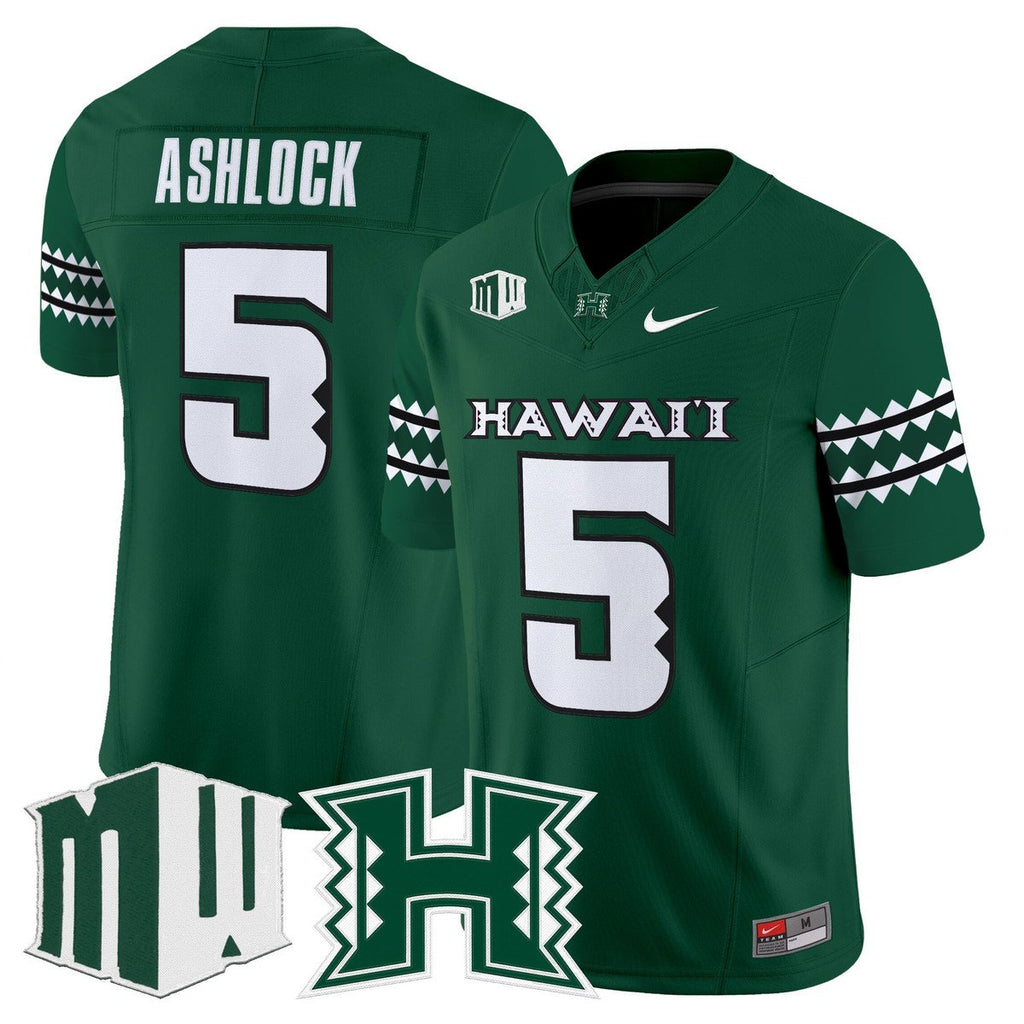 Pofele Ashlock Jersey #5 Hawai'i Rainbow Warriors 2025 Vapor Stitched Green