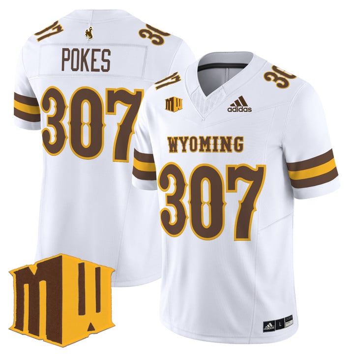 Pokes Jersey #307 Wyoming Cowboys 2025 Vapor Limited Stitched White