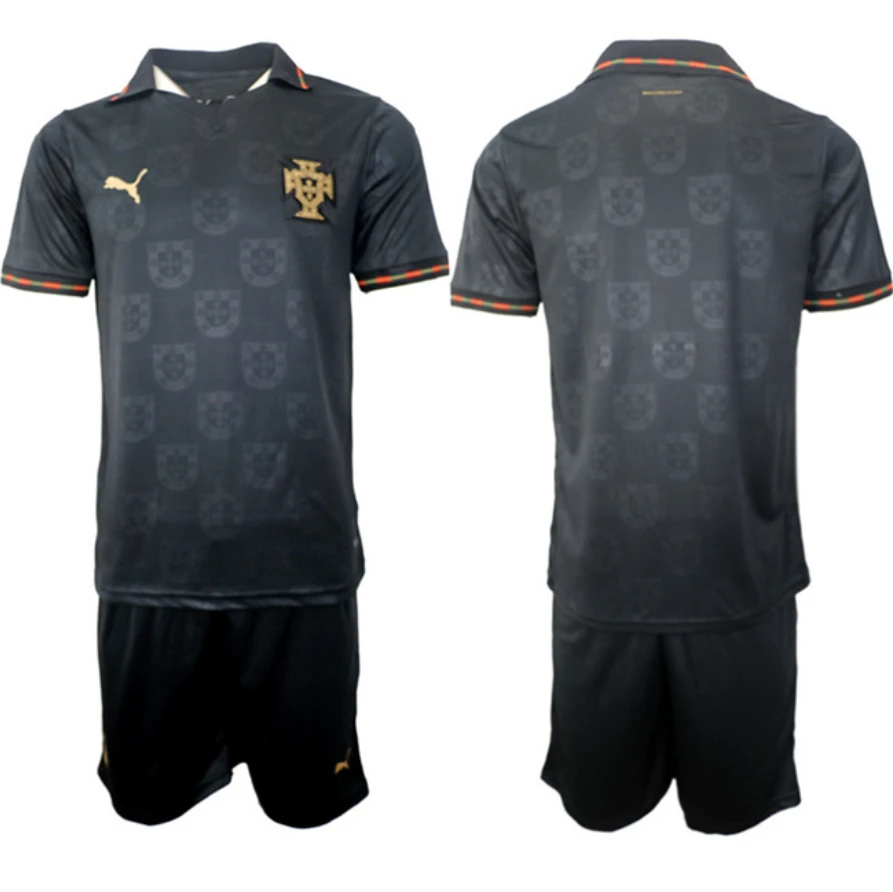 Portugal Team Blank Black 2026 World Cup Away Soccer Jersey Suit