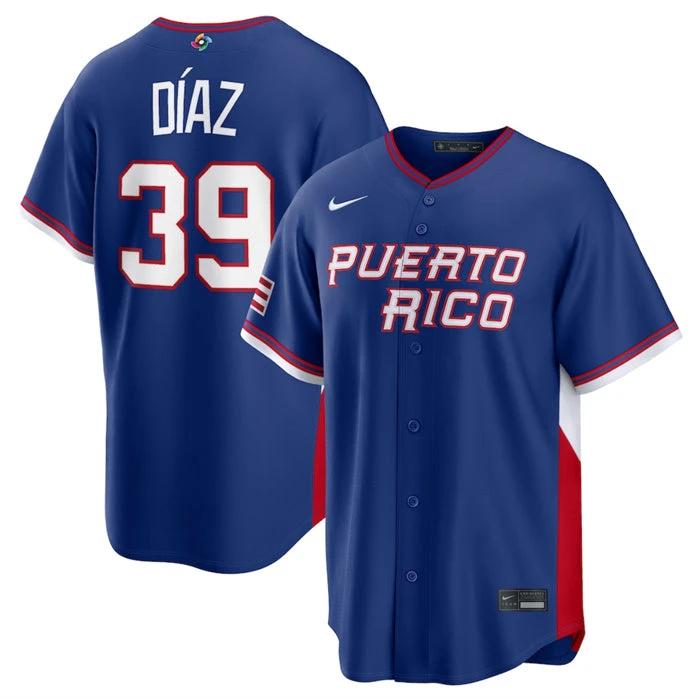 Puerto Rico Baseball #39 Edwin Díaz Jersey Blue 2026 World Baseball Classic Road Stadium Stitched