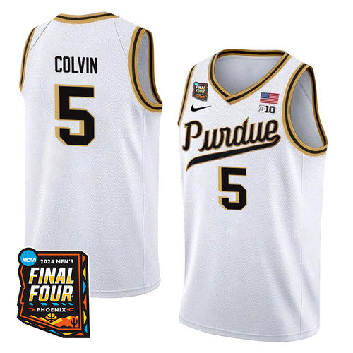 Purdue Boilermakers #5 Myles Colvin 2024 Final Four Patch Basketball White
