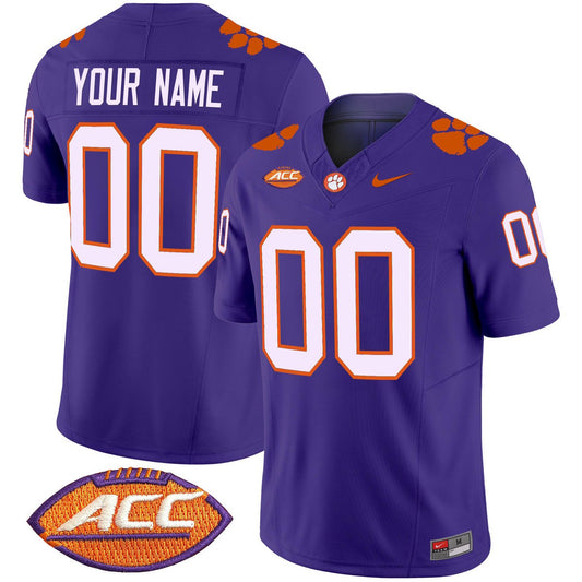 Custom Clemson Tigers Jersey Name, Number 2025 Vapor Limited Stitched Purple