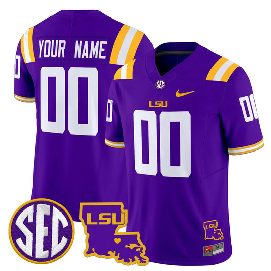 Custom LSU Tigers Jersey Name, Number 2025 Louisiana Patch Stitched Purple