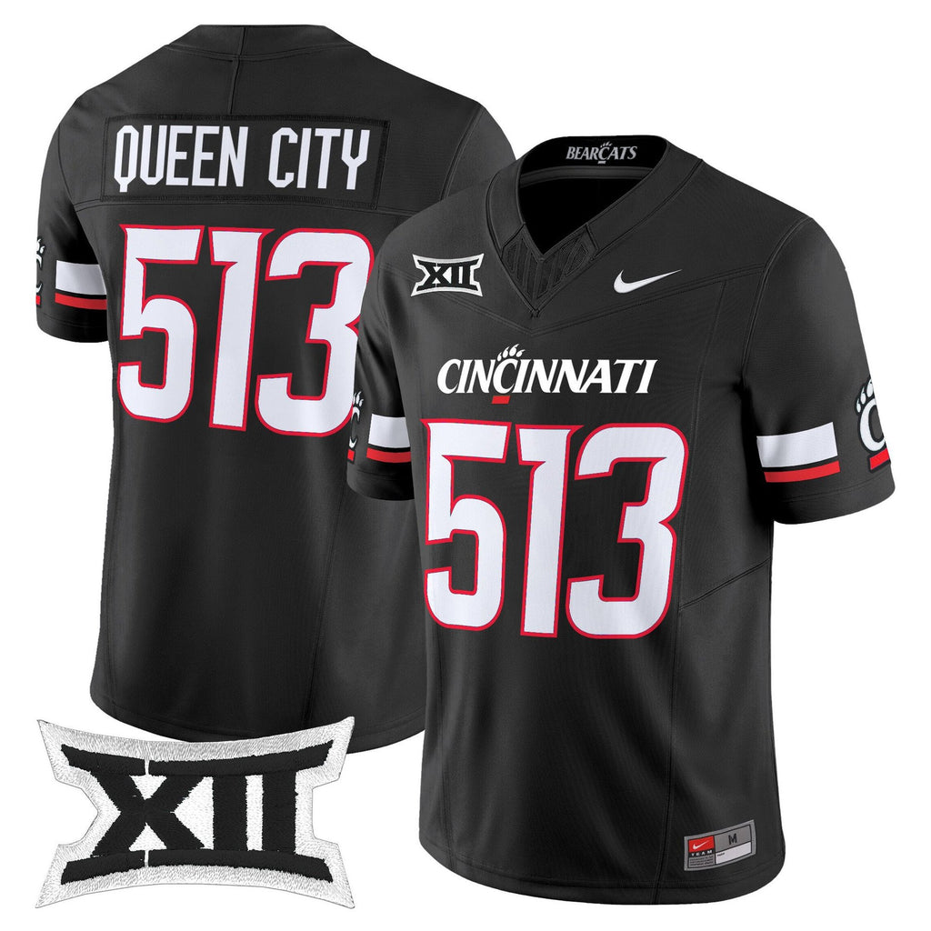 Queen City Jersey #513 Cincinnati Bearcats 2025 Vapor Limited Stitched Black