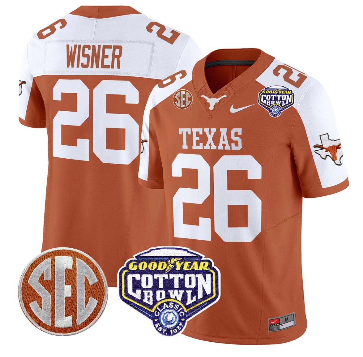 Quintrevion Wisner Jersey #26 Texas Longhorns Cotton Bowl Patch Orange Alternate