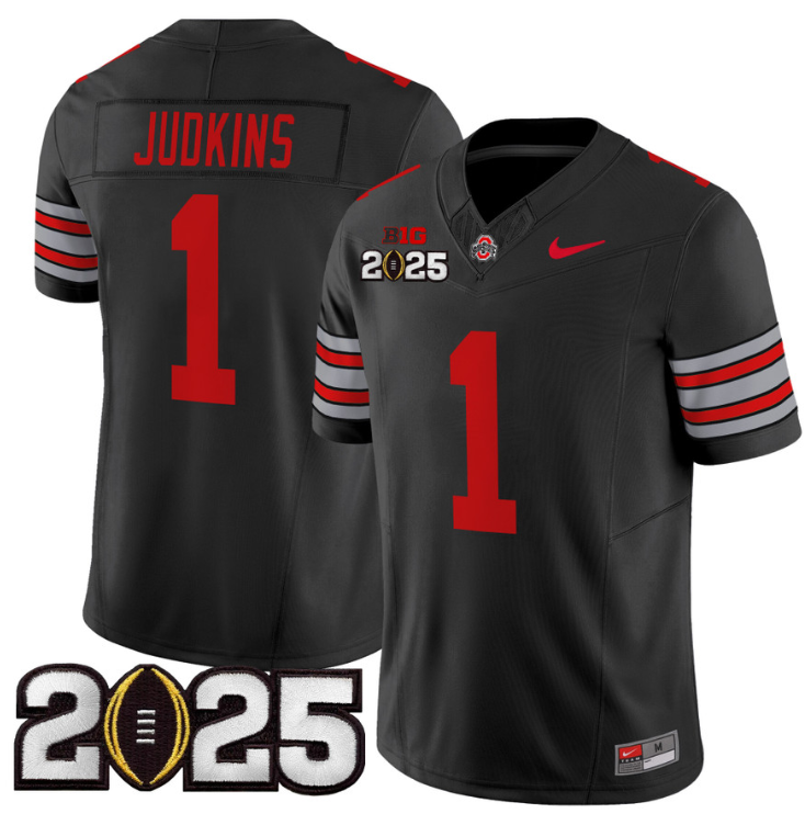 Quinshon Judkins Jersey #1 Ohio State 'Heritage Stripe' 2025 CFP Final Black