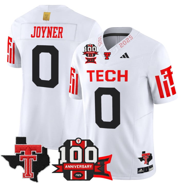 Quinten Joyner Jersey #0 Texas Tech 2025 100th Anniversary Patch Stitched