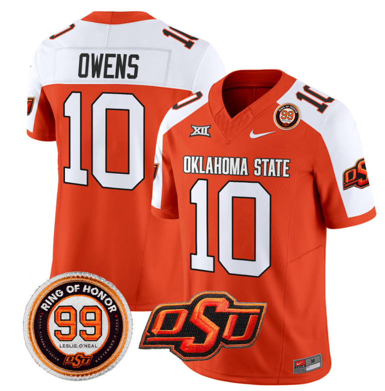 Rashod Owens Jersey #10 Oklahoma State Cowboys Leslie O'neal Patch Vapor Limited College Football Stitched Orange Alternate