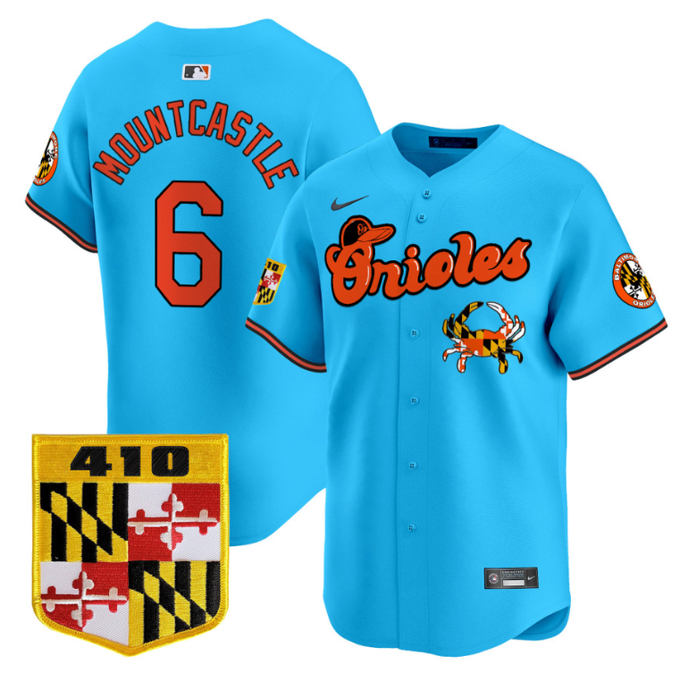 Ryan Mountcastle Jersey #6 Baltimore Orioles 410 & Chesapeake Crab Patch Limited Stitched Light Blue