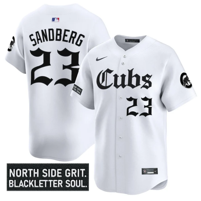 Ryne Sandberg Jersey #23 Chicago Cubs Gothic North Side Edition Vapor Limited Stitched White