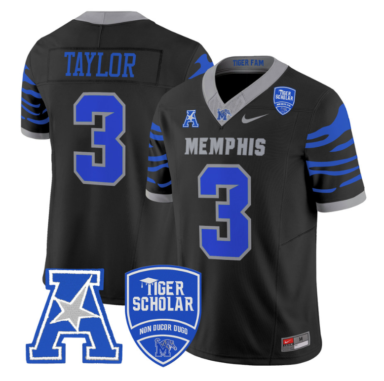 Roc Taylor Jersey #3 Memphis Tigers 2024 Vapor Limited Stitched Black