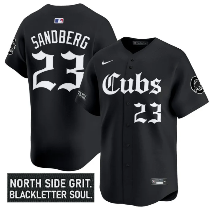 Ryne Sandberg Jersey #23 Chicago Cubs Gothic North Side Edition Vapor Limited Stitched Black