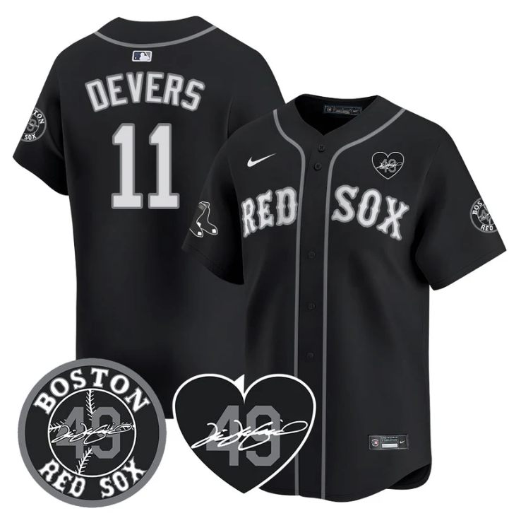 Rafael Devers Jersey #11 Boston Red Sox Tim Wakefield Memorial Patch Stitched Black
