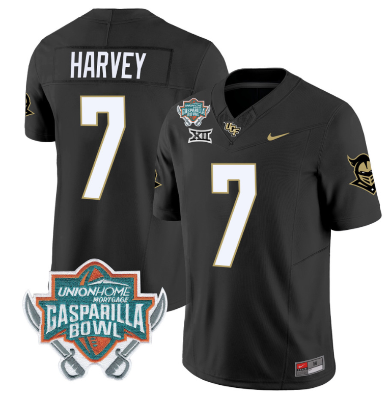 RJ Harvey Jersey #7 UCF Knights Unionhome Patch Vapor Football Stitched Black