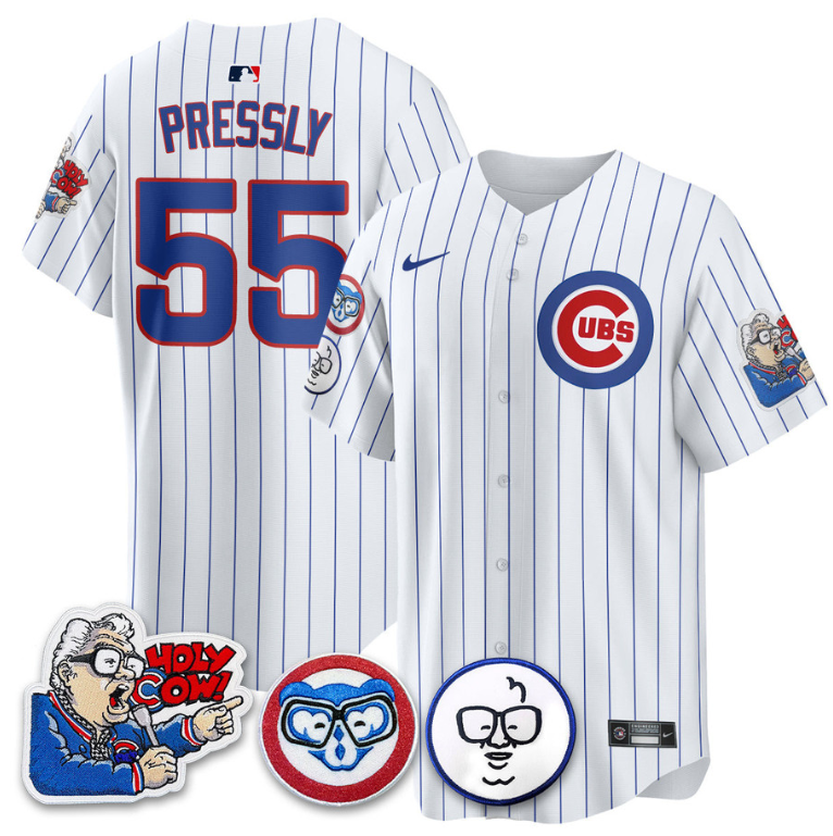 Ryan Pressly Jersey #55 Chicago Cubs Harry Caray Holy Cow Patch Premier Limited Stitched White