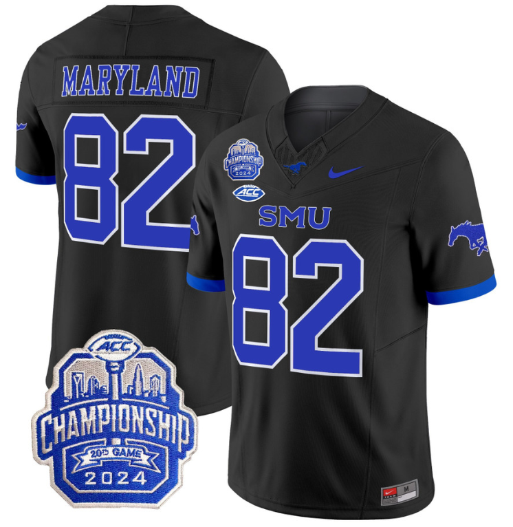 RJ Maryland Jersey #82 SMU Mustangs 2024 ACC Championship Patch Black