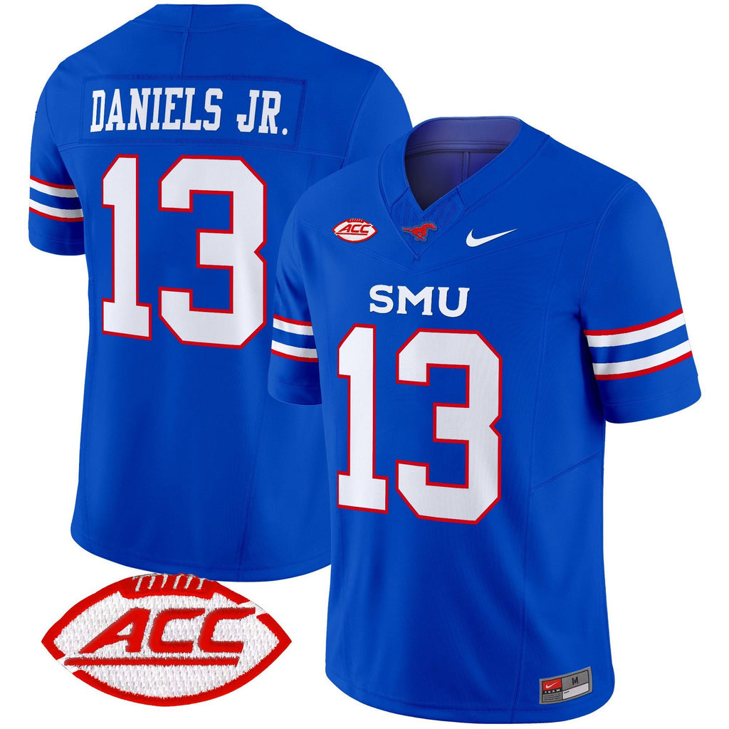 Roderick Daniels Jr Jersey #13 SMU Mustangs 2025 Vapor Limited Stitched Blue