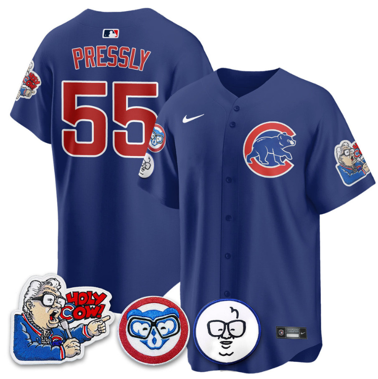 Ryan Pressly Jersey #55 Chicago Cubs Harry Caray Holy Cow Patch Premier Limited Stitched Royal