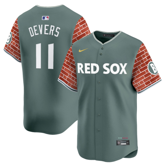 Rafael Devers Jersey #11 Boston Red Sox 2025 Fenway Red Brick Style Vapor Premier Stitched Green