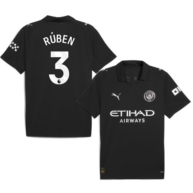 RUBEN DIAS #3 Manchester City 2025-26 Away Jersey – Black