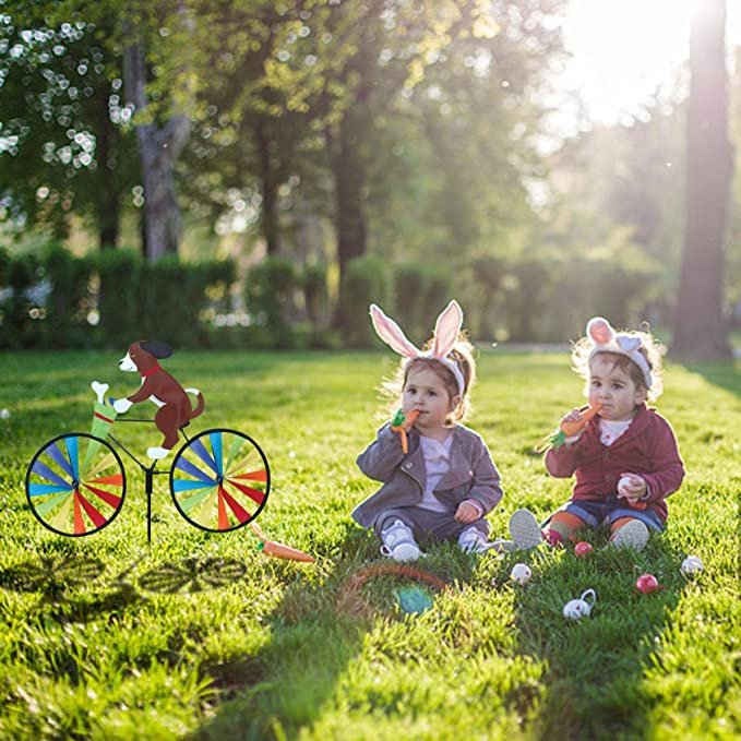Rainbow Bicycle Cat Wind Spinner