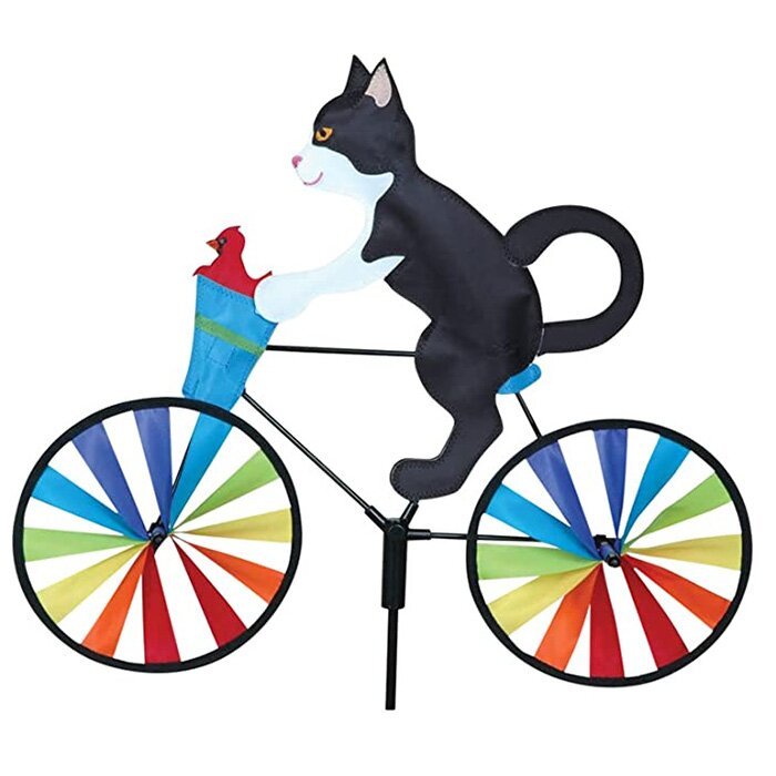 Rainbow Bicycle Cat Wind Spinner