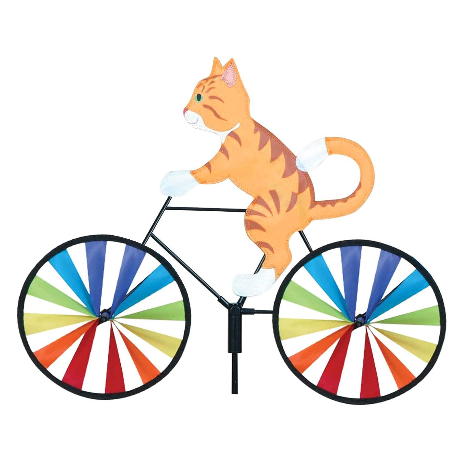 Rainbow Bicycle Cat Wind Spinner