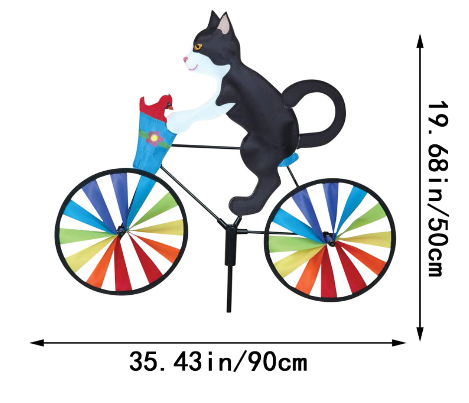 Rainbow Bicycle Cat Wind Spinner