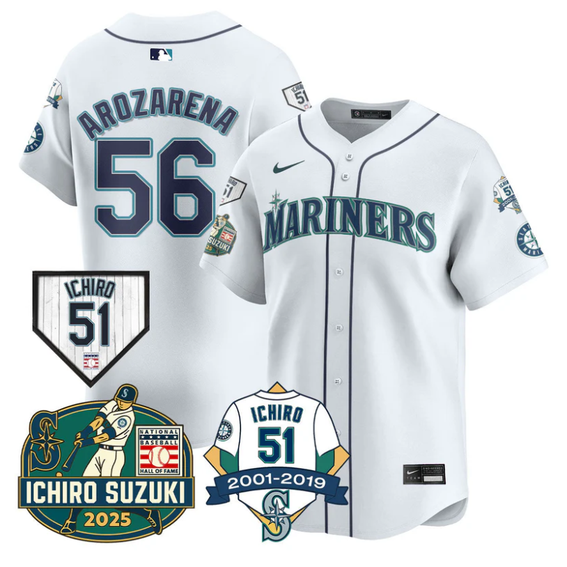 Randy Arozarena Jersey #56 Seattle Mariners Ichiro Suzuki Stitched White