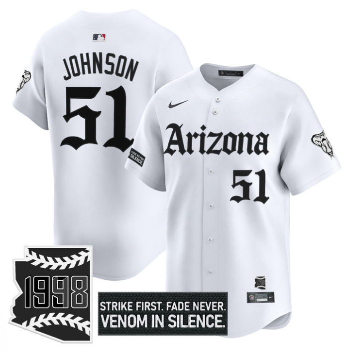 Randy Johnson Jersey #51 Arizona Diamondbacks Gothic Desert Fang Edition White