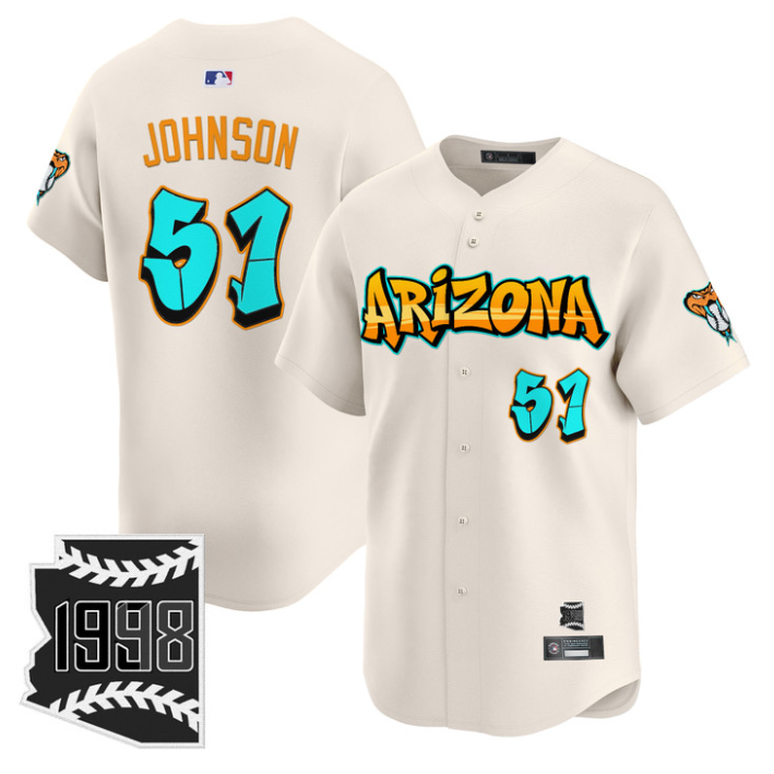 Randy Johnson Jersey #51 Arizona Diamondbacks Graffiti Desert Ink Edition Cream