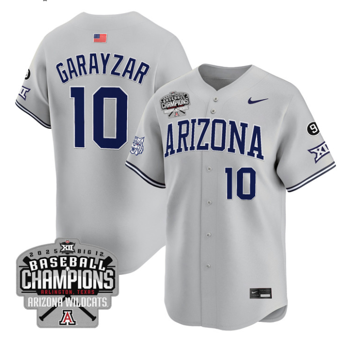 Raul Garayzar Jersey #10 Arizona Wildcats 2025 Big 12 Champions Vapor Premier Limited Stitched