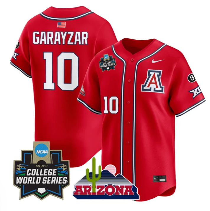 Raul Garayzar Jersey #10 Arizona Wildcats 2025 World Series Stitched Red