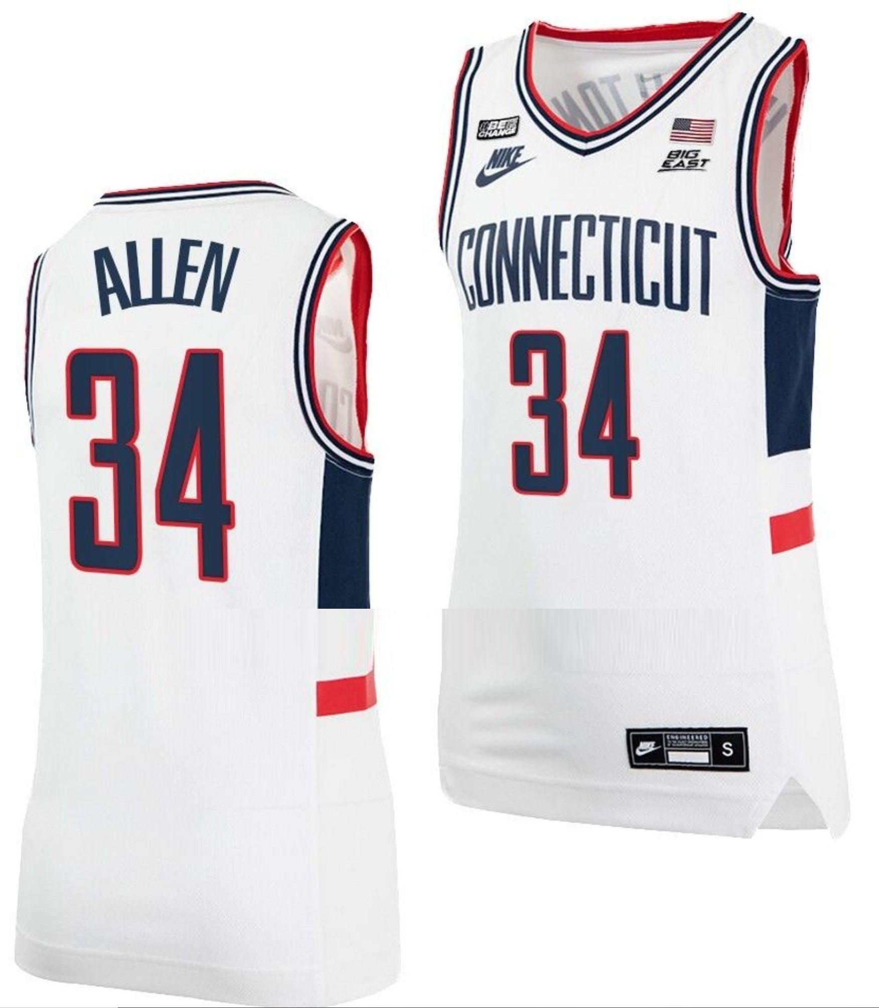 Ray Allen Jersey UConn Huskies College Basketball Alumni White #34 (Copy)