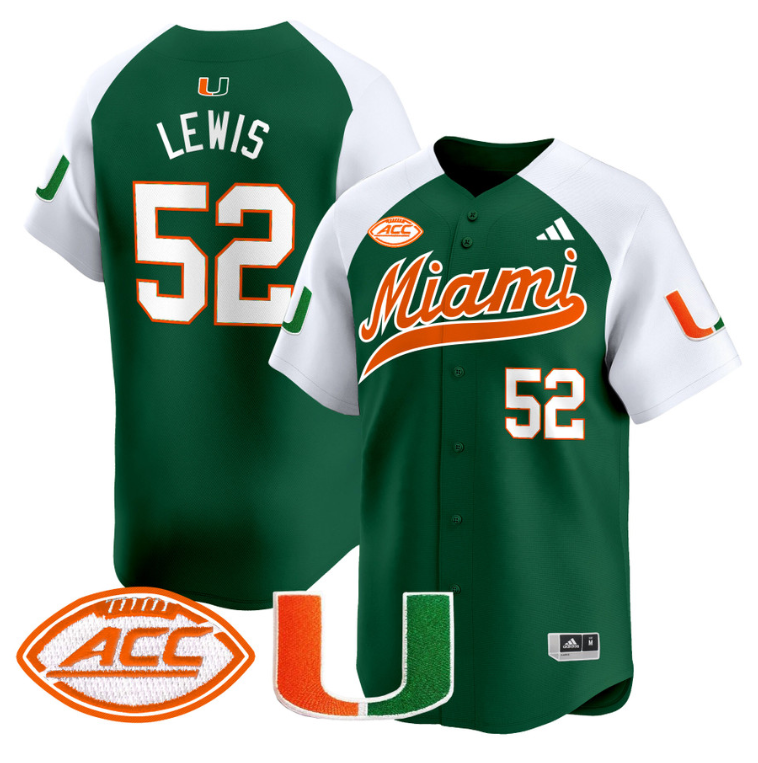 Ray Lewis Jersey #52 Miami Hurricanes 2024 Baseball Stitched Green Alternate
