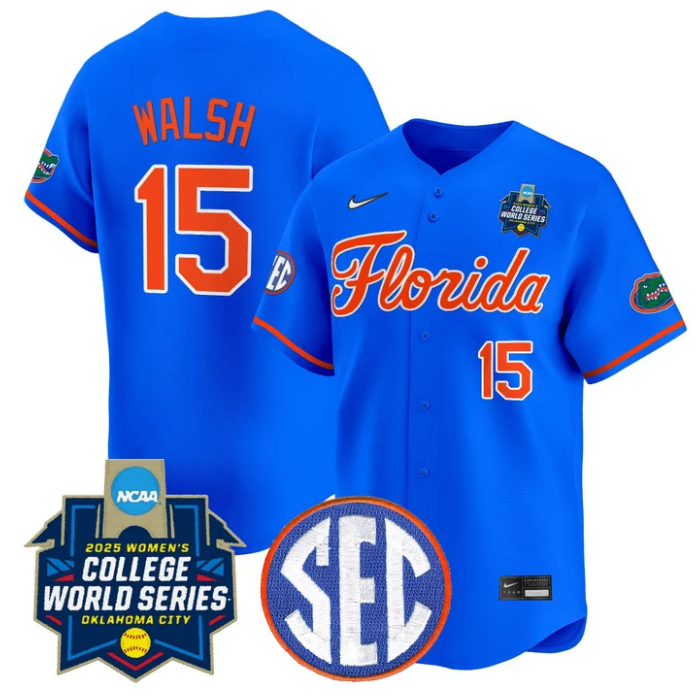 Reagan Walsh Jersey #15 Florida Gators Softball 2025 World Series Stitched Royal