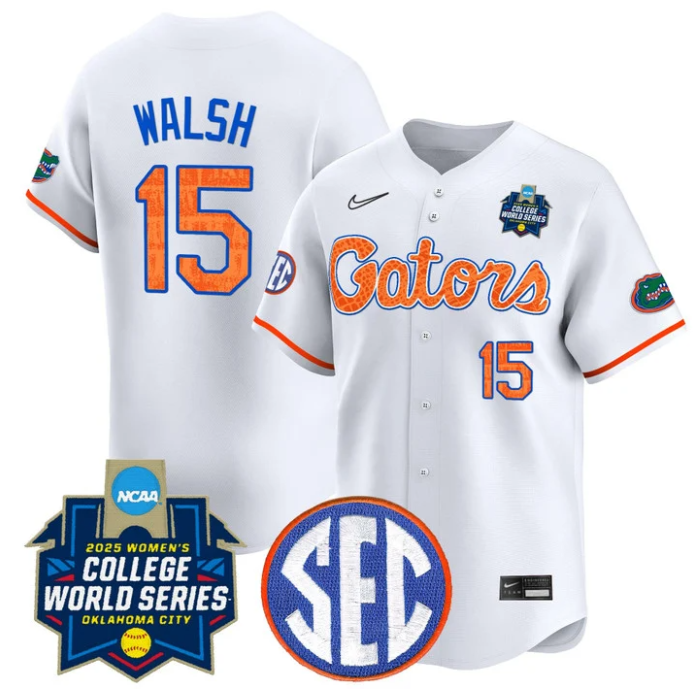 Reagan Walsh Jersey #15 Florida Gators Softball 2025 World Series Stitched White Limited