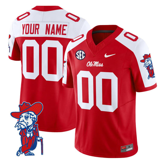 Custom Ole Miss Rebels Jersey Name, Number 2025 V2 Stitched Red Alternate