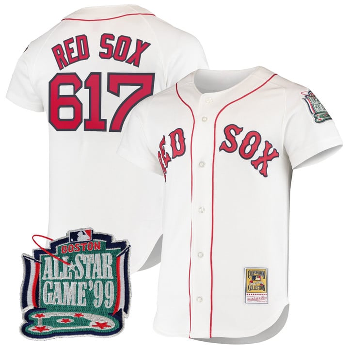 Red Sox Jersey #617 Boston Red Sox Throwback Cooperstown Stitched White
