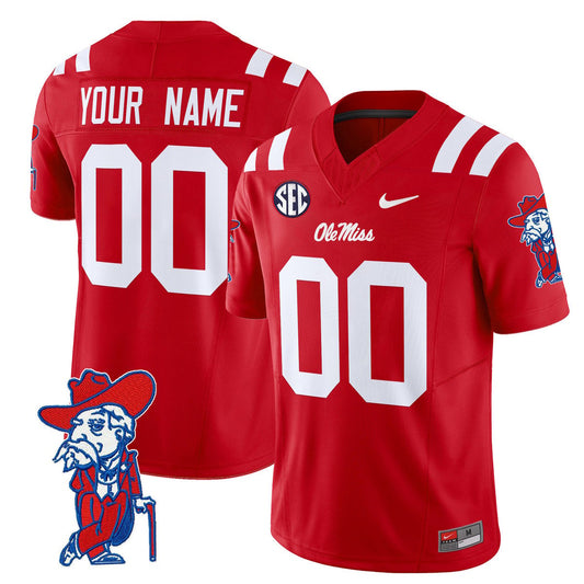 Custom Ole Miss Rebels Jersey Name, Number 2025 V2 Stitched Red