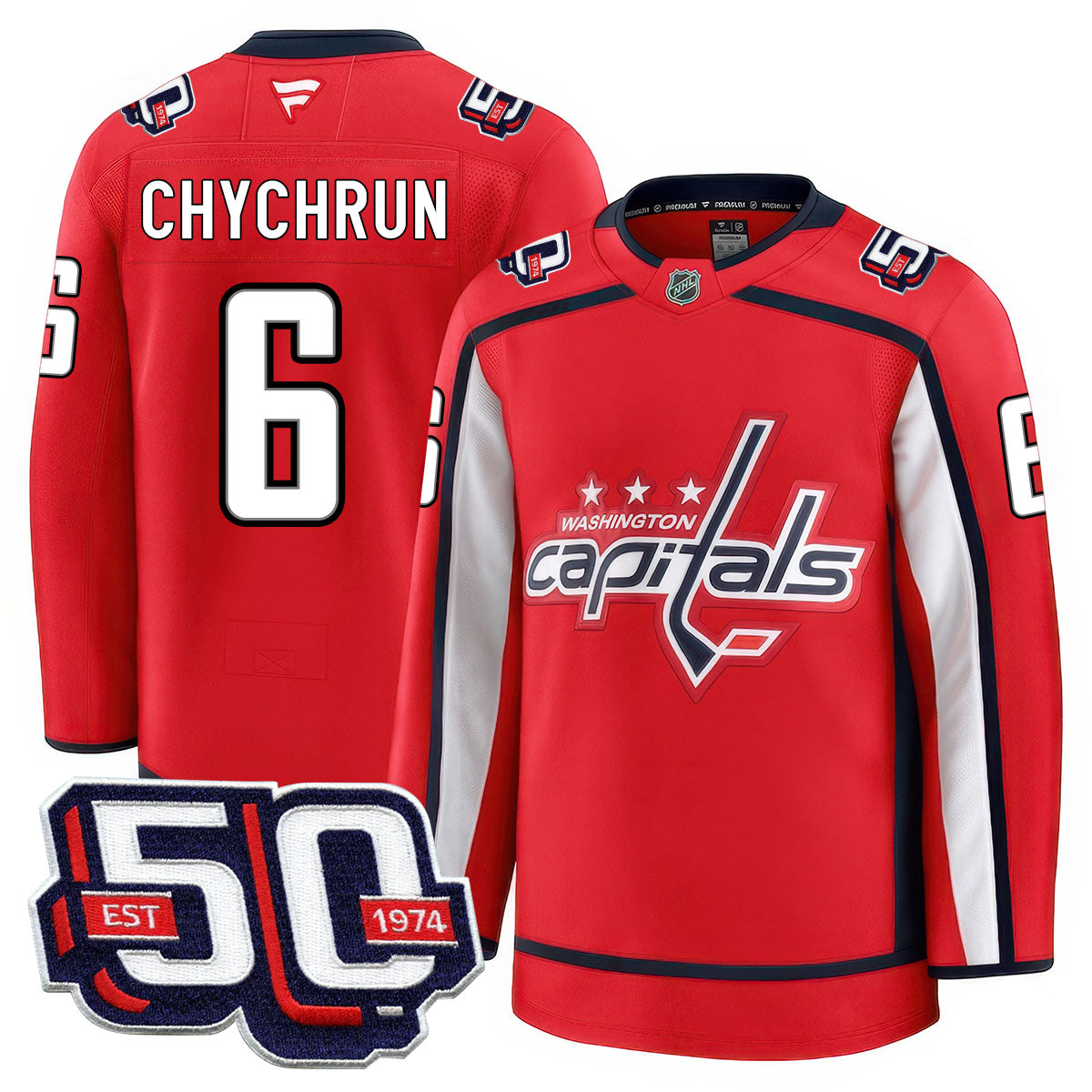 Men Washington Capitals 50th Anniversary Premium Jersey - All Stitched