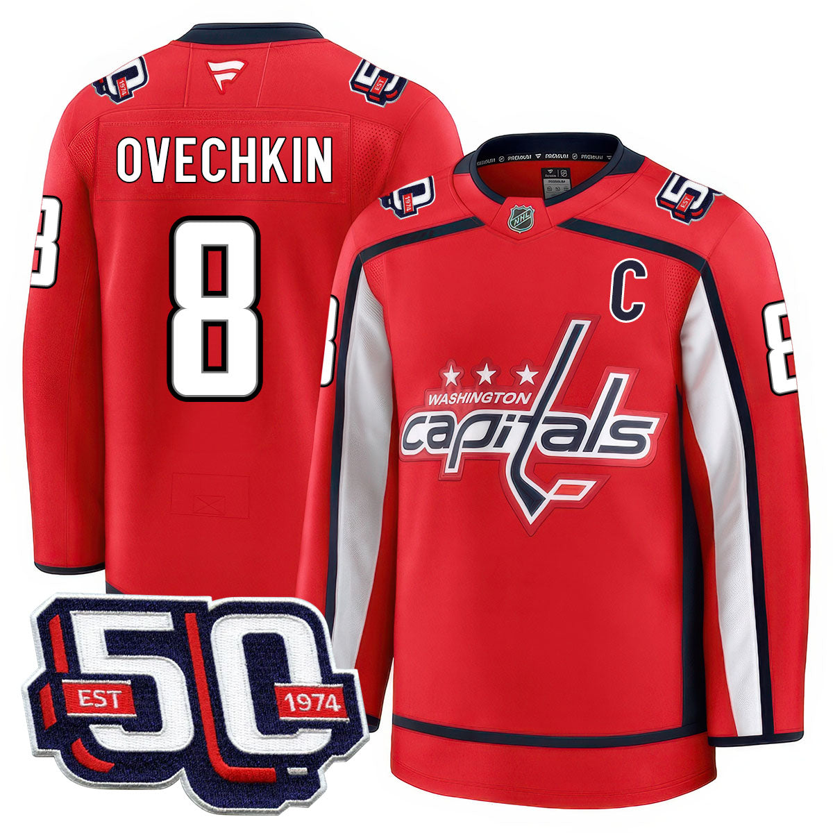 Men Washington Capitals 50th Anniversary Premium Jersey - All Stitched
