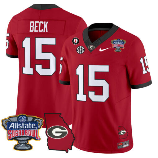 Carson Beck Jersey #15 Georgia Bulldogs 2025 Sugar Bowl Patch Vapor Red