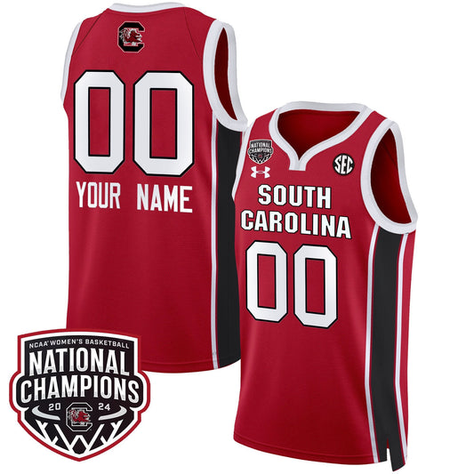 Custom South Carolina Gamecocks Basketball Jersey Name and Number 2024 National Champions All Stitched Red