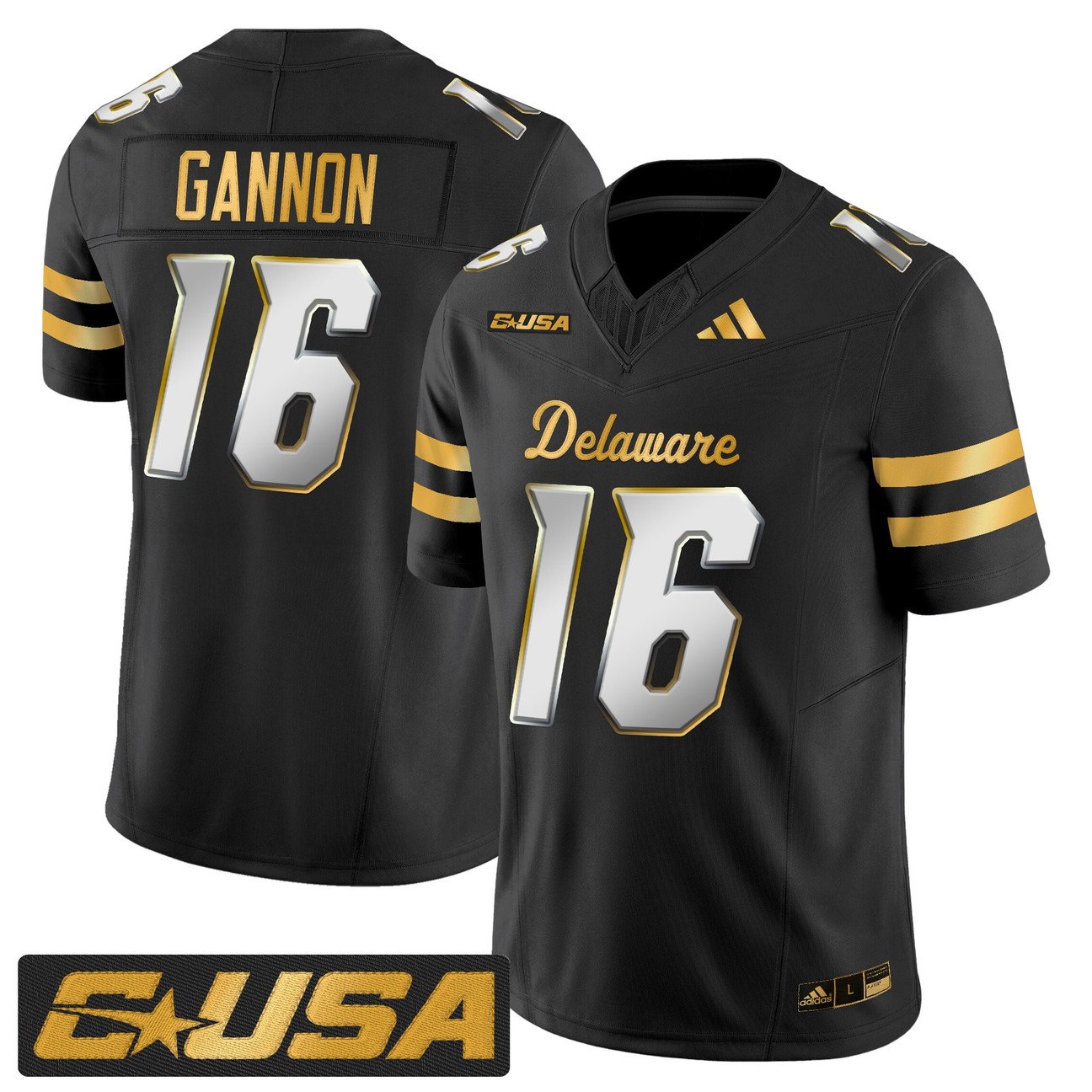 Rich Gannon Jersey #16 Delaware Blue Hens 2025 Gold Vapor Stitched