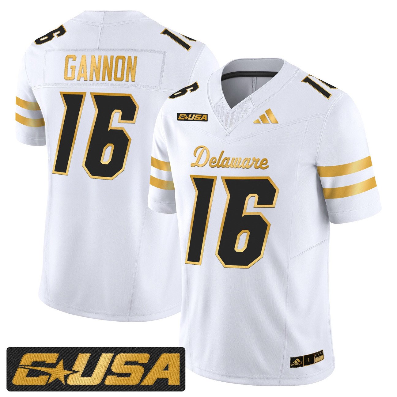 Rich Gannon Jersey #16 Delaware Blue Hens 2025 Gold Vapor Stitched