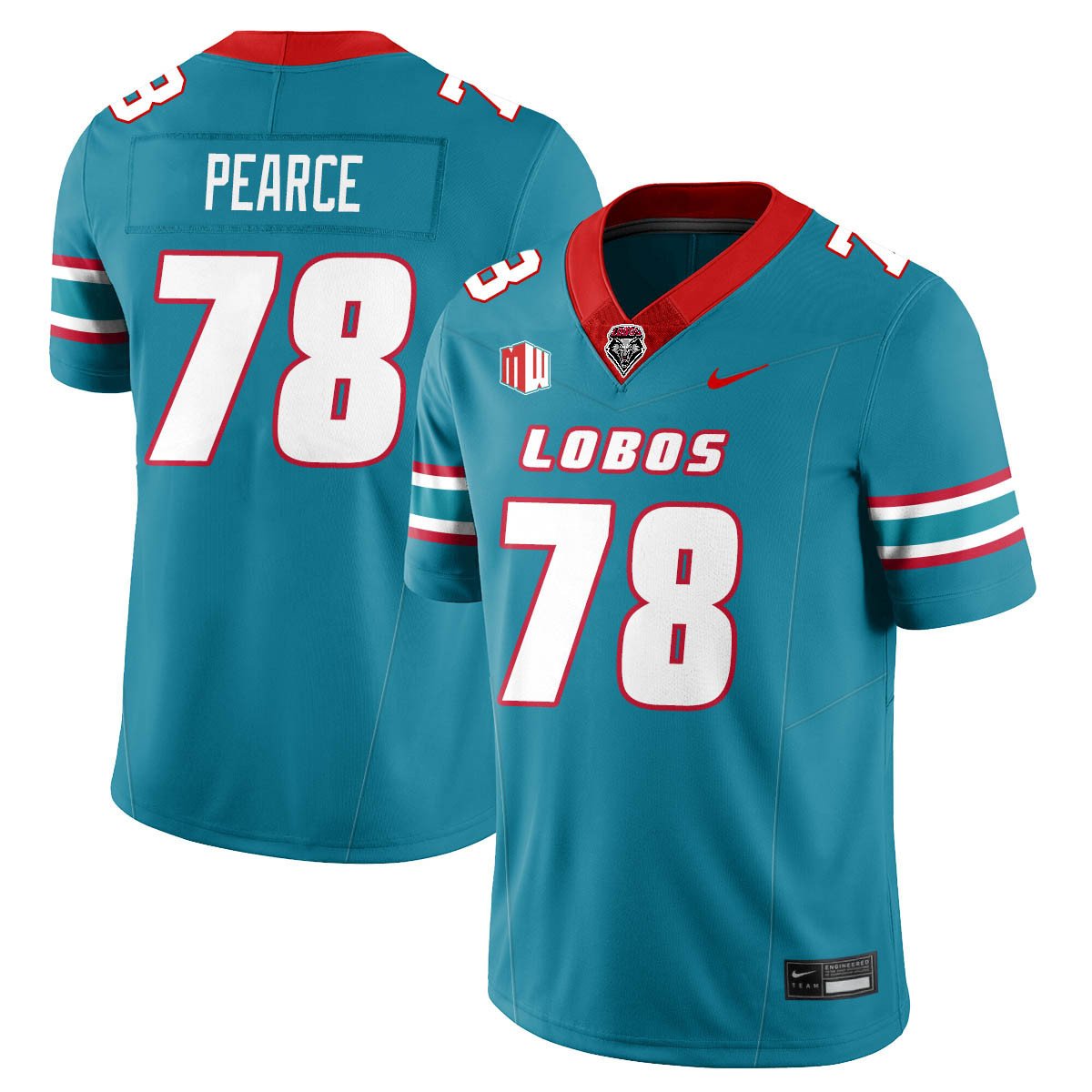 Richard Pearce Jersey #78 UNM Lobo Football 2025 All Stitched Turquoise