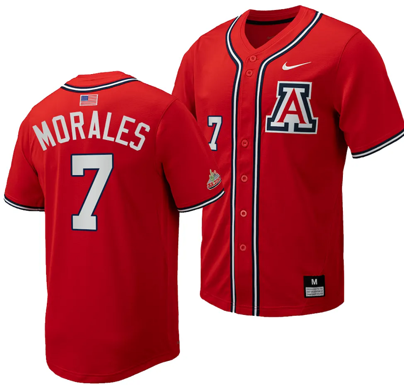 Richie Morales Jersey #7 Arizona Wildcats Replica Baseball Full-Button Red